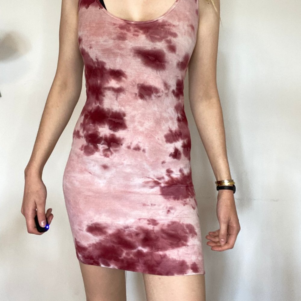 Enza Costa tie dye pink tank dress